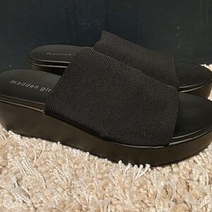 Madden Girl Black Platform Slide Sandals